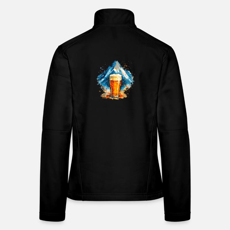 Bier im Berggipfel Aquarell Frauen Softshelljacke