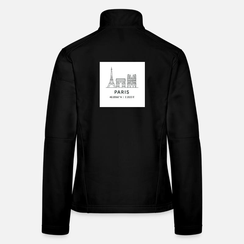 Paris Line Art Silhouette Landmark Women's Softshell Jacket