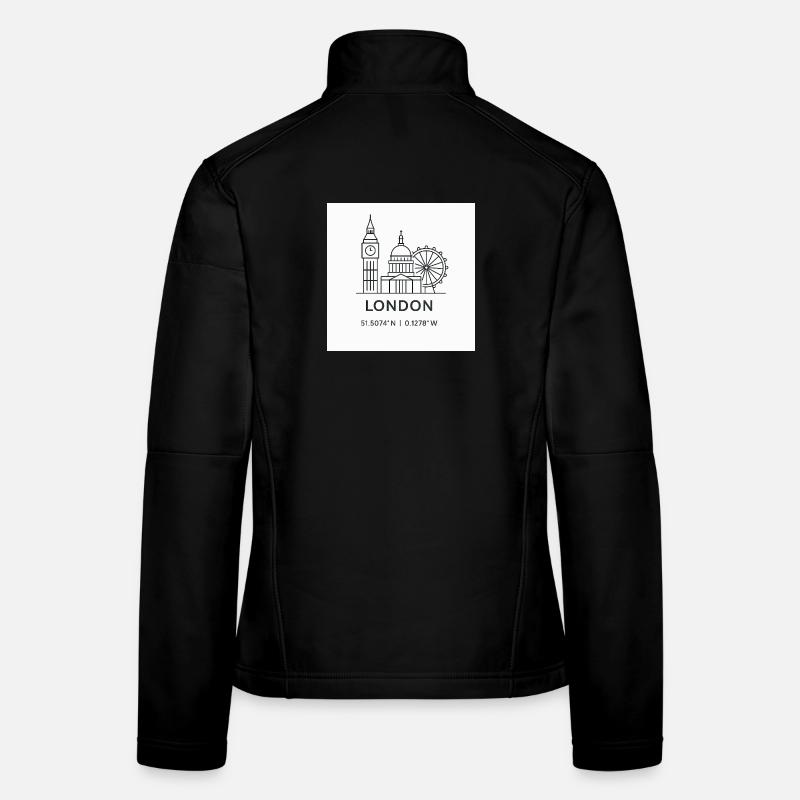 Londres Line Art Silhouette Point de repère Veste en tissu softshell Femme
