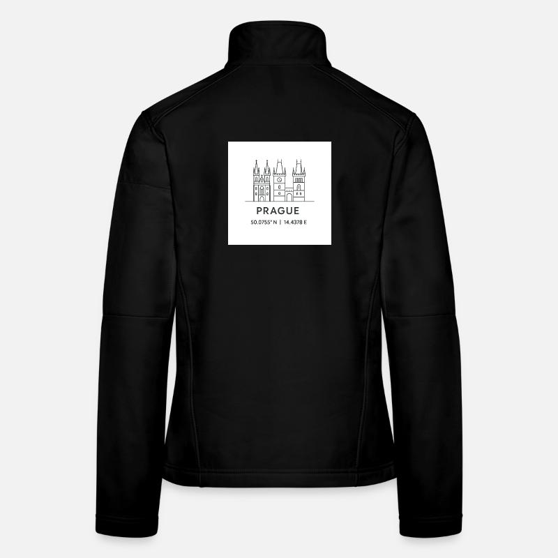Prague Line Art Silhouette Point de repère Veste en tissu softshell Femme