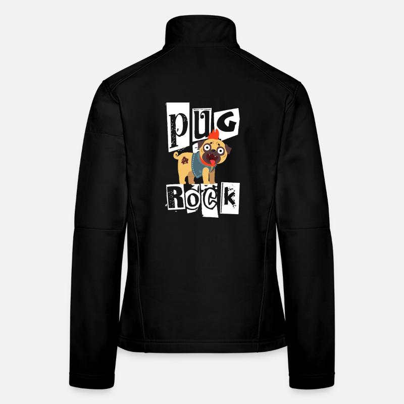 Pug Rock Punk Pug Dog Mohawk Punk Rock Punk Women's Softshell Jacket