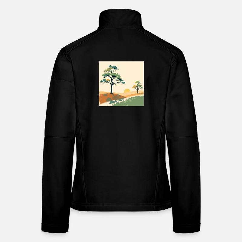 Arbres pastel coucher soleil Veste en tissu softshell Femme