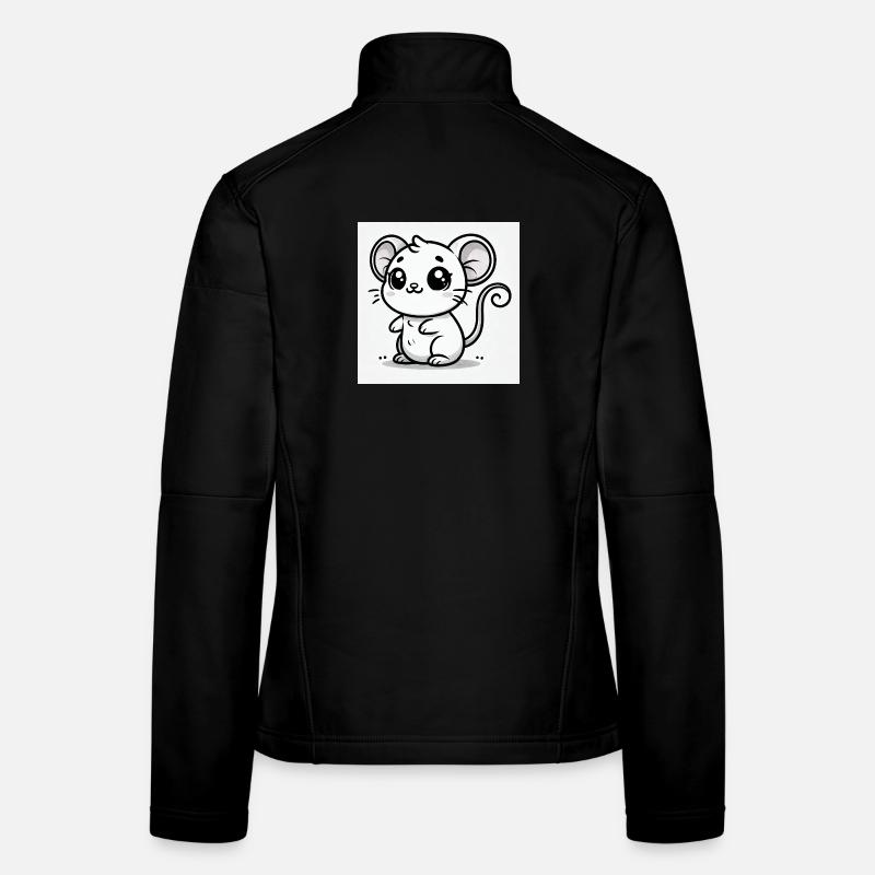 Kawaii-Maus Schwarz-Weiß Frauen Softshelljacke