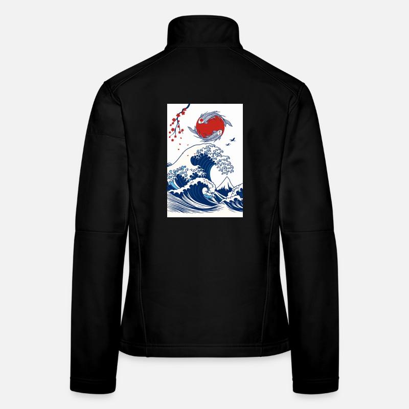 Koi und Welle in der Sonne Frauen Softshelljacke