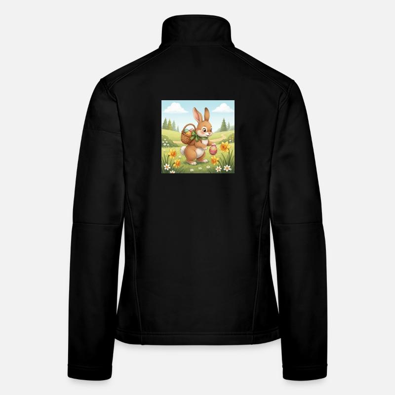 Lapin de Pâques avec panier et œufs Veste en tissu softshell Femme