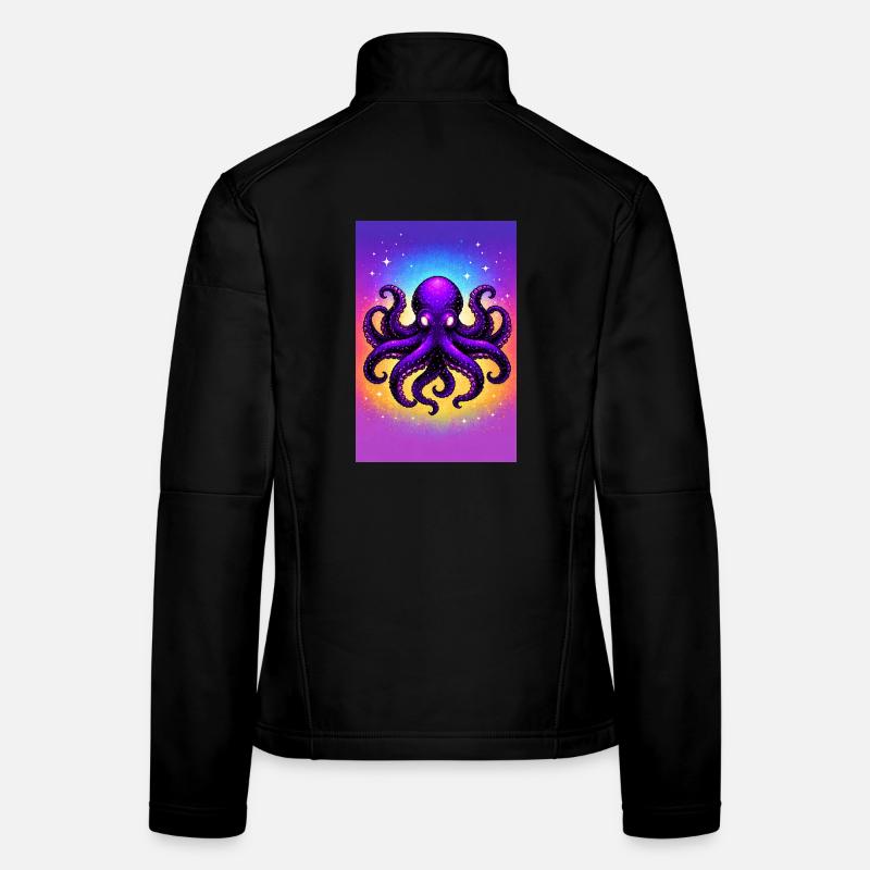 Purpur Kosmischer Oktopus - Frauen Softshelljacke - Schwarz