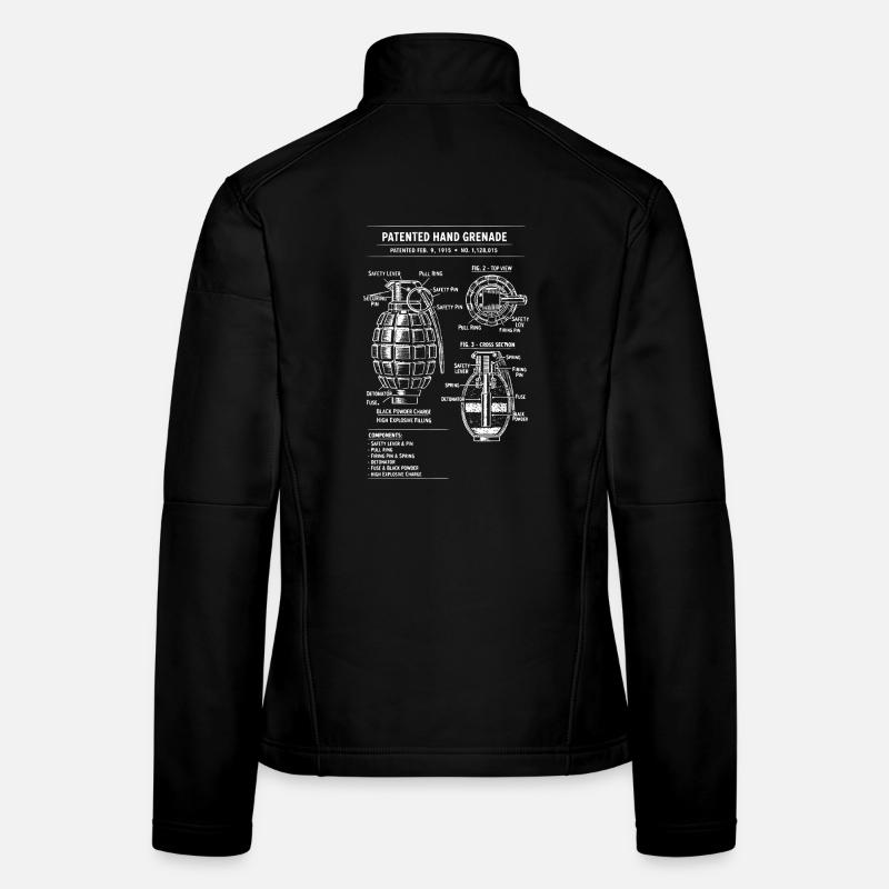 Plan de brevet pour grenade vintage Veste en tissu softshell Femme