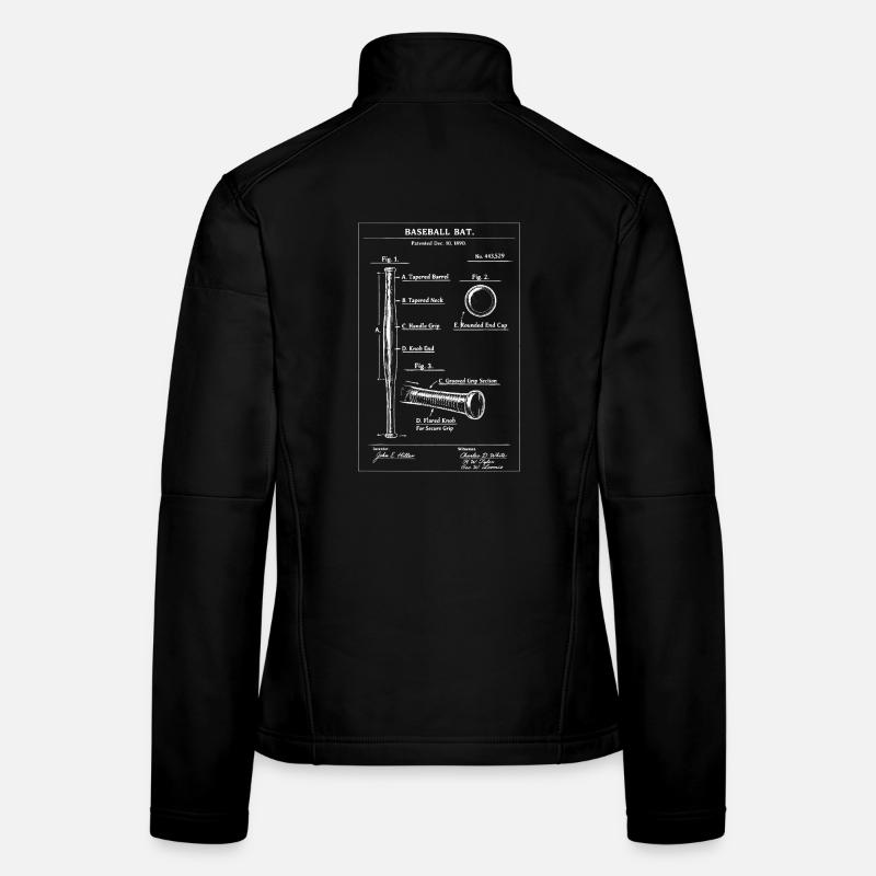 Plan de brevet pour batte de baseball Veste en tissu softshell Femme