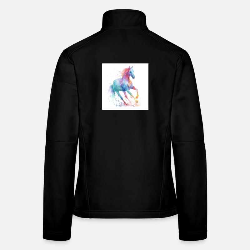 Rainbow Watercolor Horse Women's Softshell Jacket