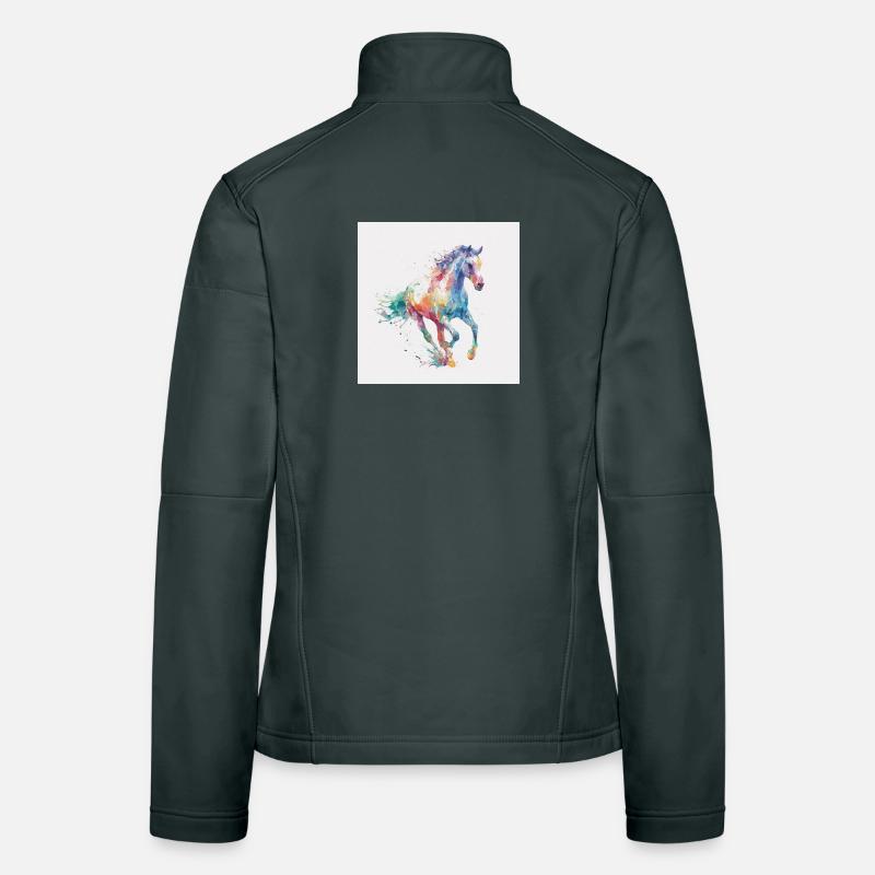 Regenbogenpferd Aquarell-Burst Frauen Softshelljacke