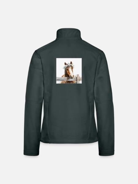 Pastellblüten-Pferdekrone - Frauen Softshelljacke - Schwarz - Hinten