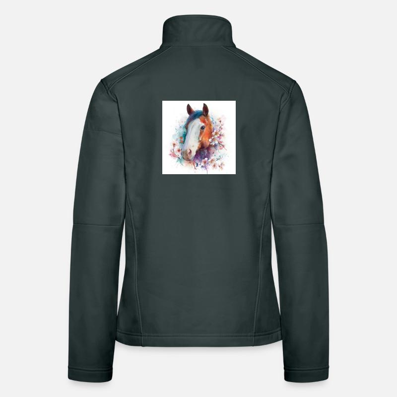 Portrait aquarelle de la fleur du cheval Veste en tissu softshell Femme