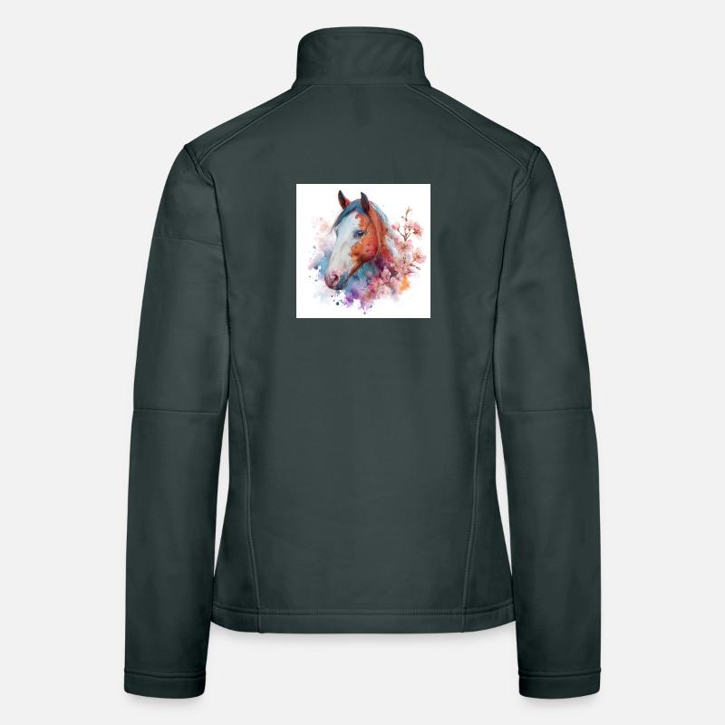 Portrait aquarelle de la fleur du cheval Veste en tissu softshell Femme