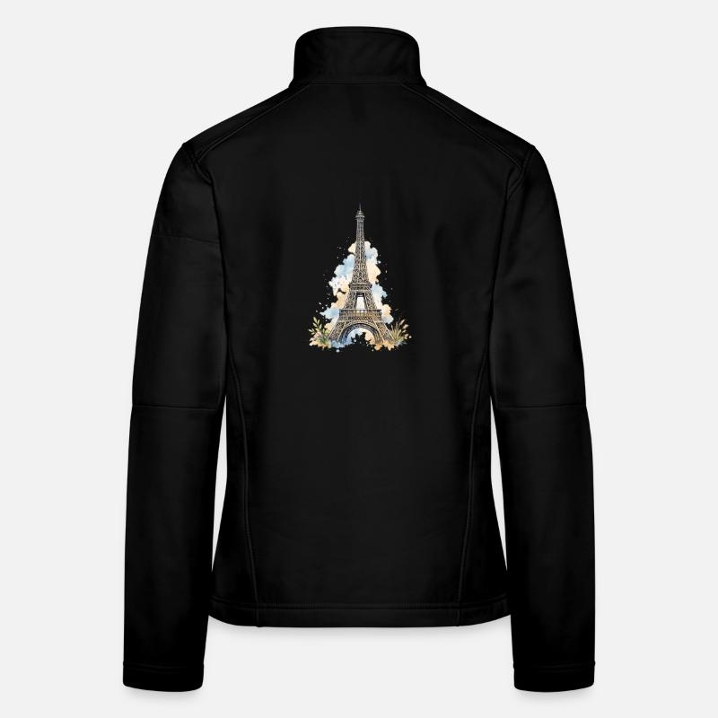 Wasserfarbe Eiffelturm Impression Frauen Softshelljacke