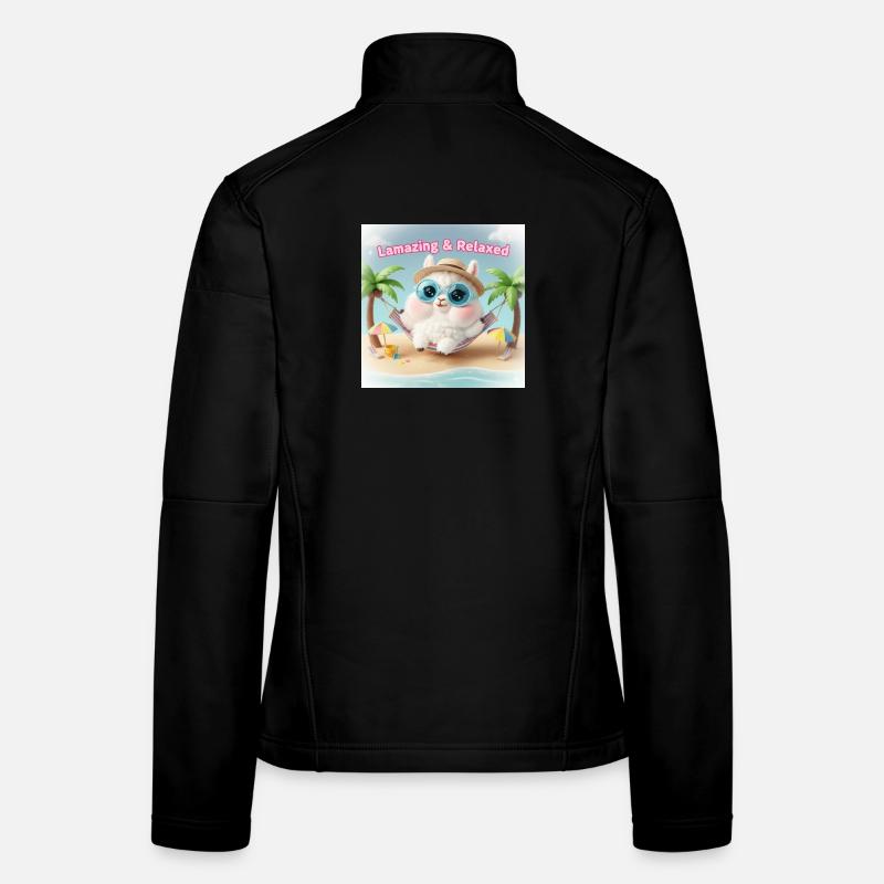 Llama Relax Beach Blaue Brille - Frauen Softshelljacke - Schwarz