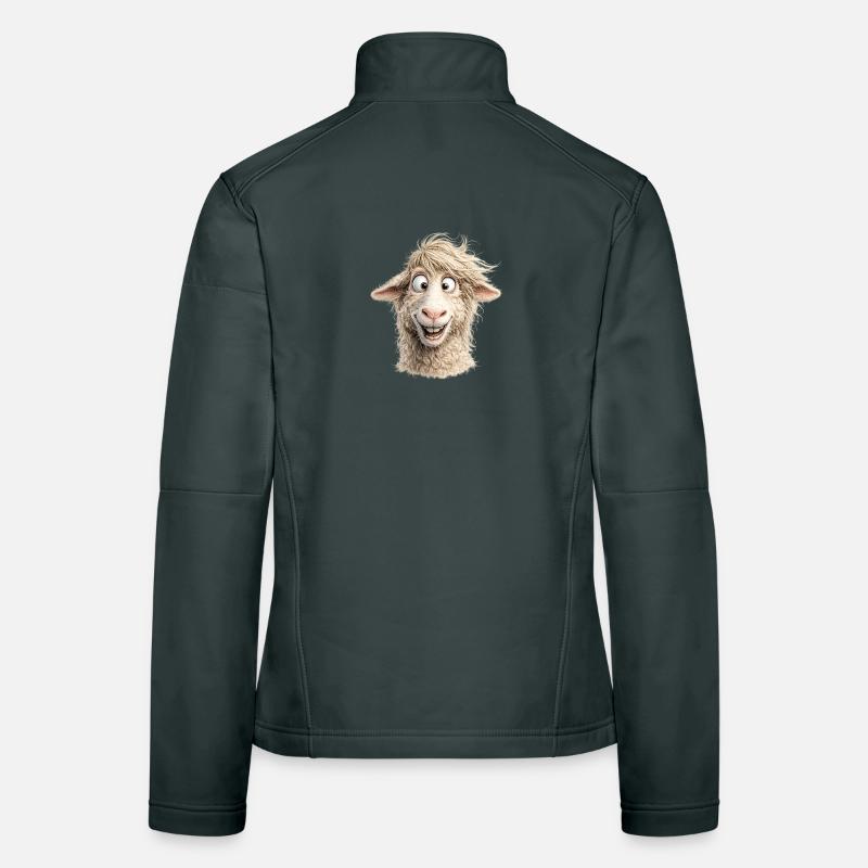 Fröhliches Schaf Portrait Frauen Softshelljacke