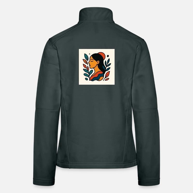 Portrait coloré avec feuillage Veste en tissu softshell Femme