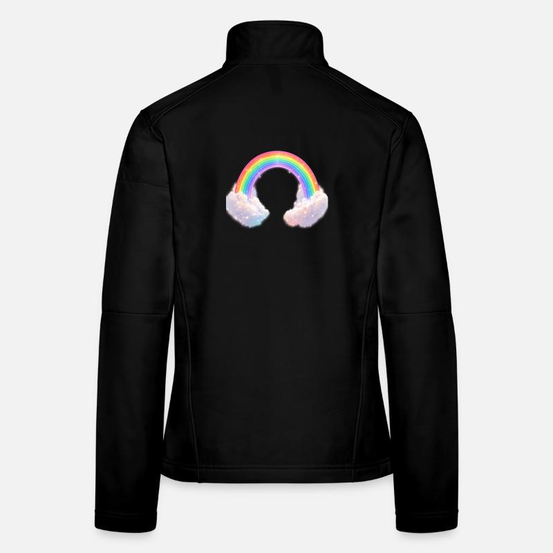 Regenbogenwolkenzauber - Frauen Softshelljacke - Schwarz