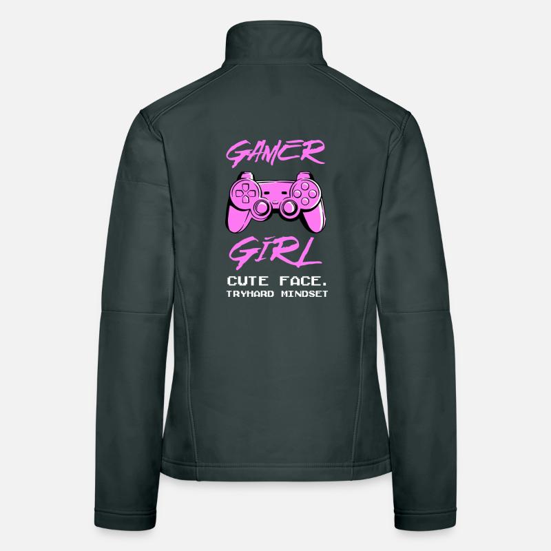 Joueuse Girl Controller qui dit Pretty Face Tryhard Veste en tissu softshell Femme
