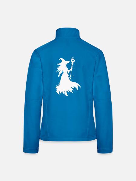 Witches silhouette with staff - Women's Softshell Jacket - black - Back