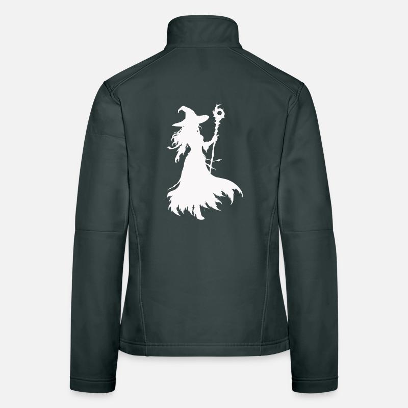 Witches silhouette with staff Women's Softshell Jacket