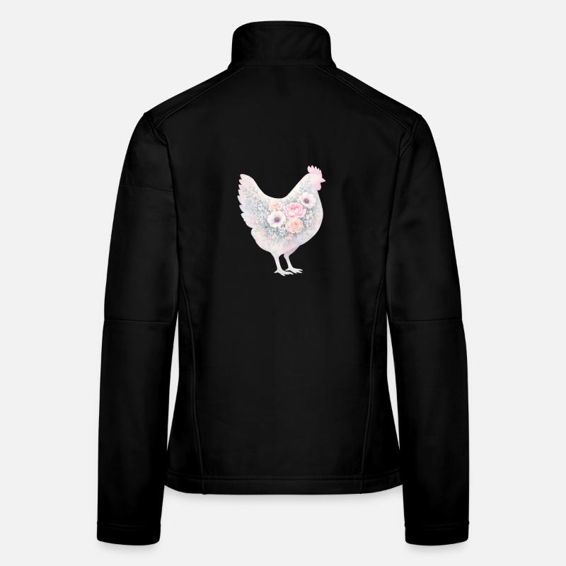 Henne Huhn Blumen Aquarell Frauen Softshelljacke