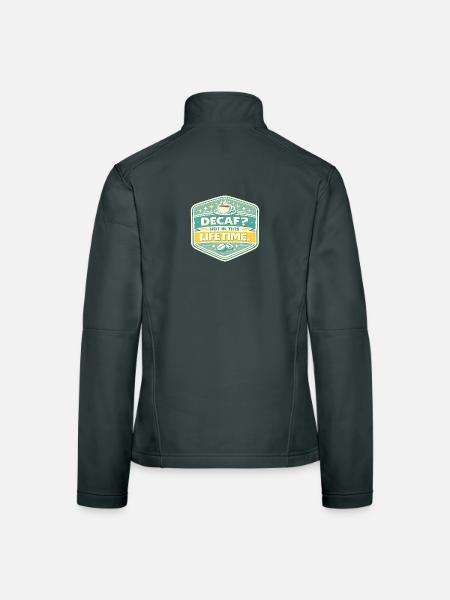 Decaf? Nein – Lebenszeit Kaffee Badge - Frauen Softshelljacke - Schwarz - Hinten