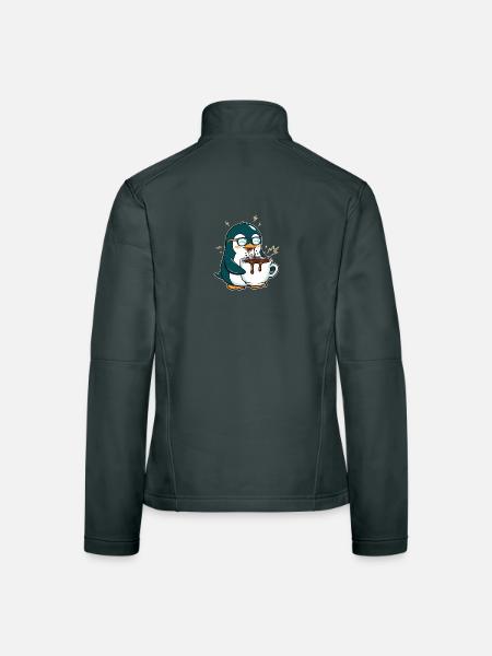 Koffein-Pinguin: Eiskalt & Hochgefahren - Women's Softshell Jacket - black - Back