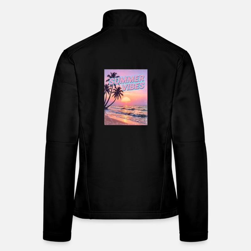 Sommervibes Retro Sunset Beach - Frauen Softshelljacke - Schwarz