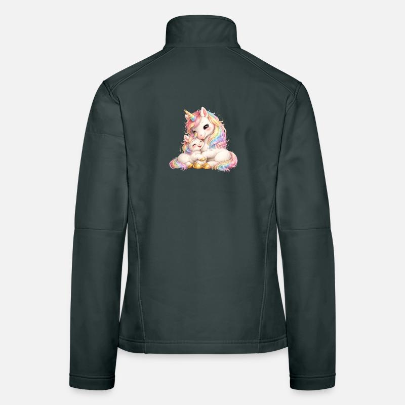 Mama-Einhorn kuschelt mit ihrem Baby Frauen Softshelljacke