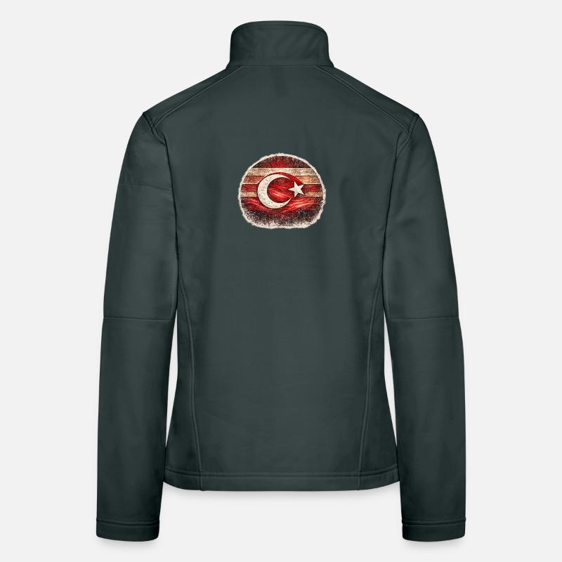 Grunge Turkish Flag Women's Softshell Jacket