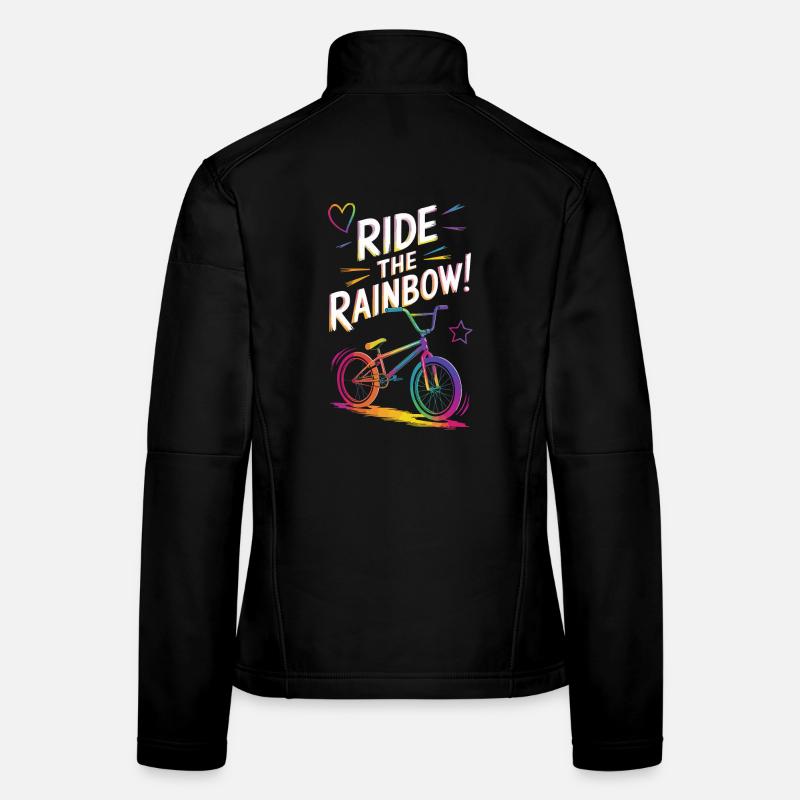 Conception vibrante de vélo arc-en-ciel Veste en tissu softshell Femme