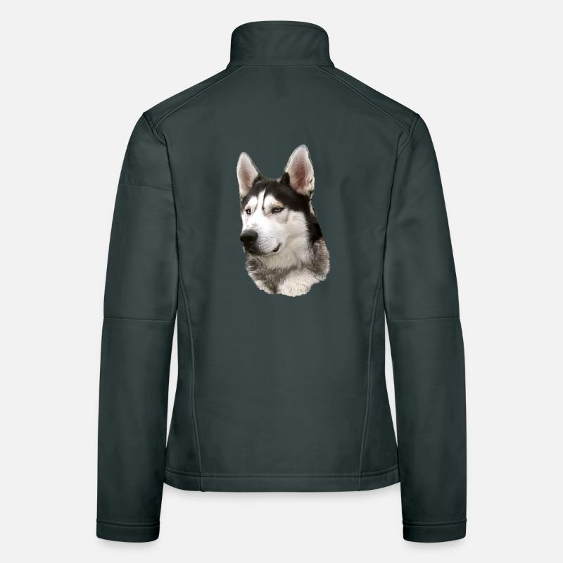 Husky Face Black White Women's Softshell Jacket