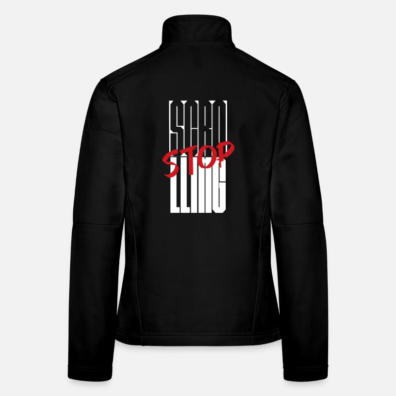 Stoppen Sie das Scrollen Typografie-Design Frauen Softshelljacke