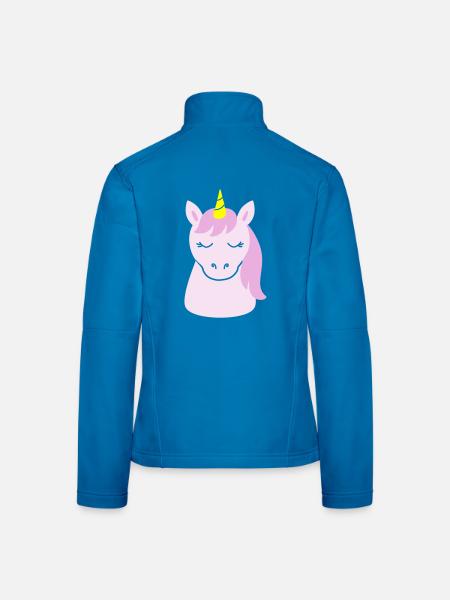 Süßes Einhorn mit geschlossenen Augen - Frauen Softshelljacke - Schwarz - Hinten