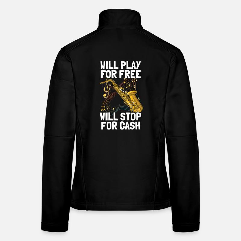 Will play for free Saxophon Saxophonspieler - Frauen Softshelljacke - Schwarz