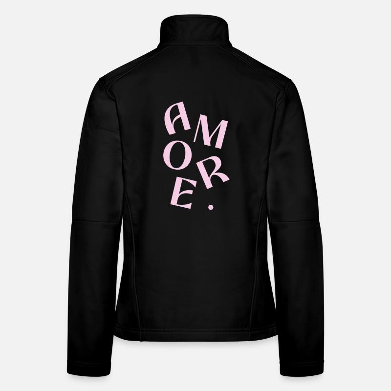 Pink-Amore-Text-Design Frauen Softshelljacke