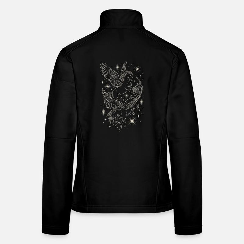 Two Celestial Pegasus Horses Between Stars Women's Softshell Jacket