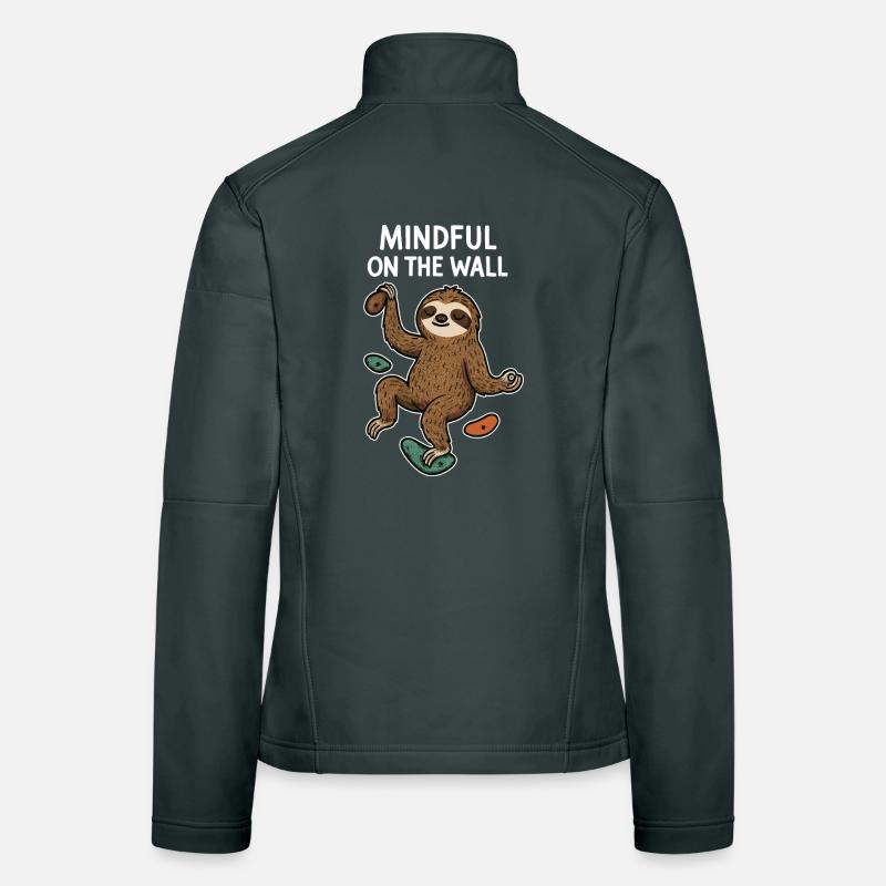 Mindful on the Wall – Zen Sloth on Wall Women's Softshell Jacket