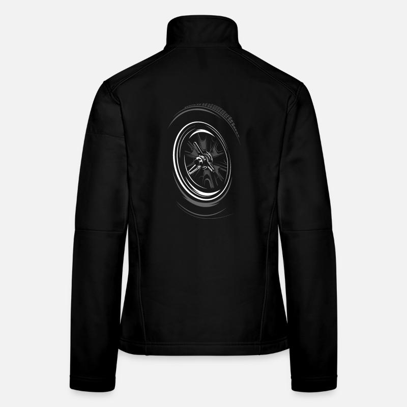 oldtimer Racing Räder Auto Klassiker Felgen Symbol Frauen Softshelljacke