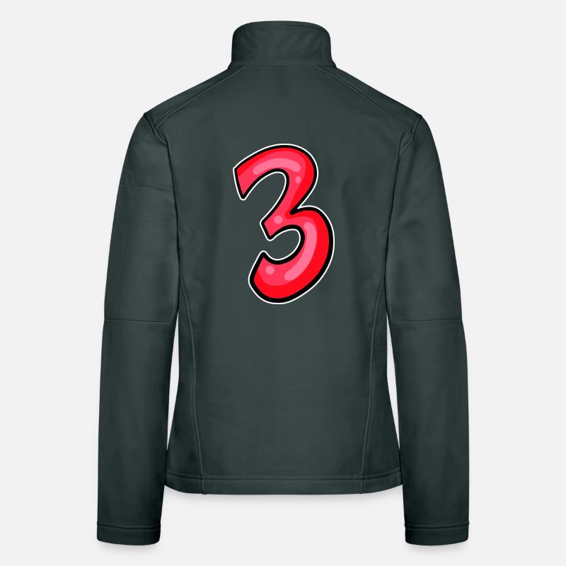 Three - 3 - Number 3 - Number 3 Women's Softshell Jacket