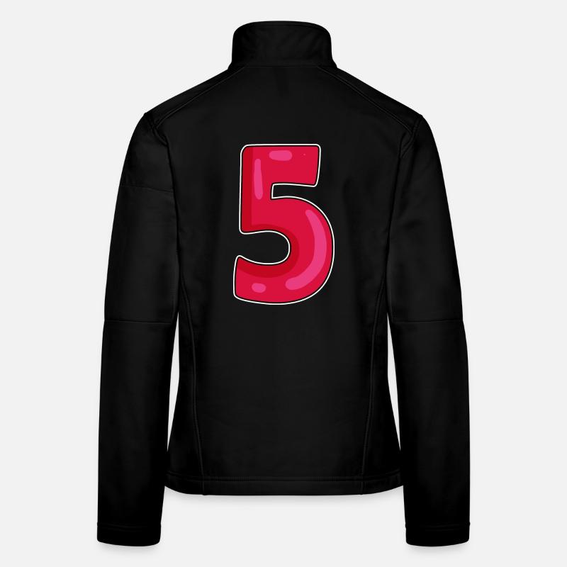 Numéro 5 - Cinq - 5 Motif - Numéro 5 Numéro Veste en tissu softshell Femme