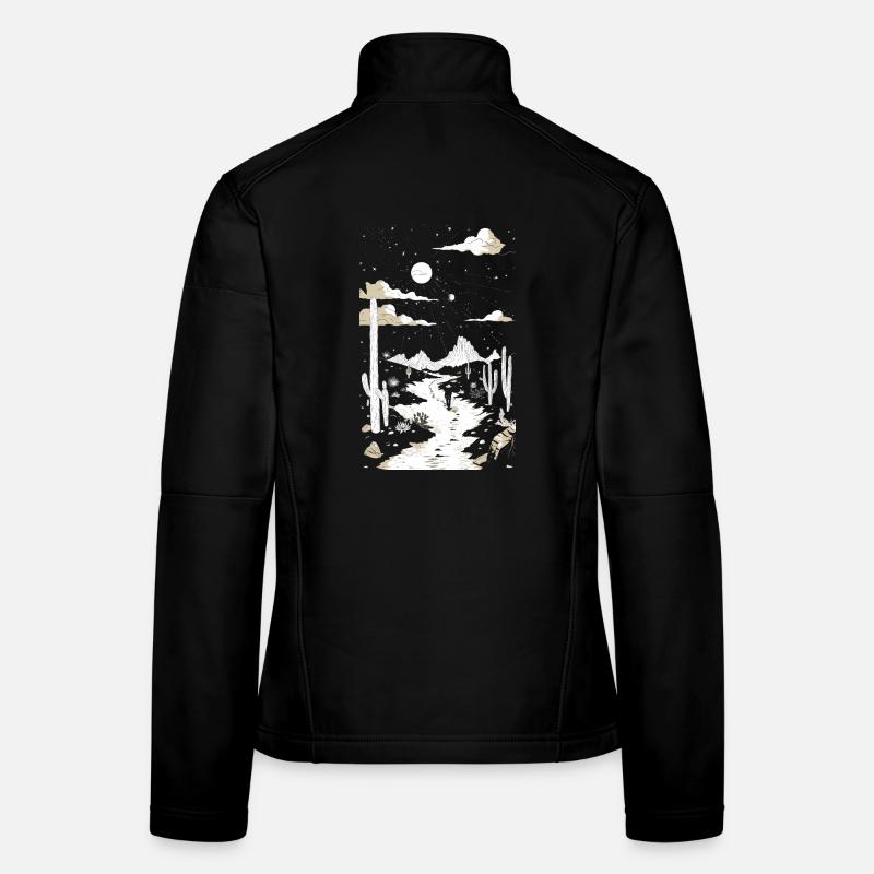 Chemin à travers le désert avec empreintes de pas et cactus Veste en tissu softshell Femme