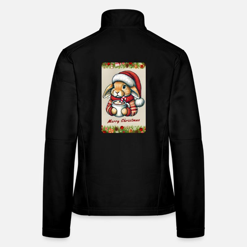Lapin de Noël avec chocolat chaud Veste en tissu softshell Femme