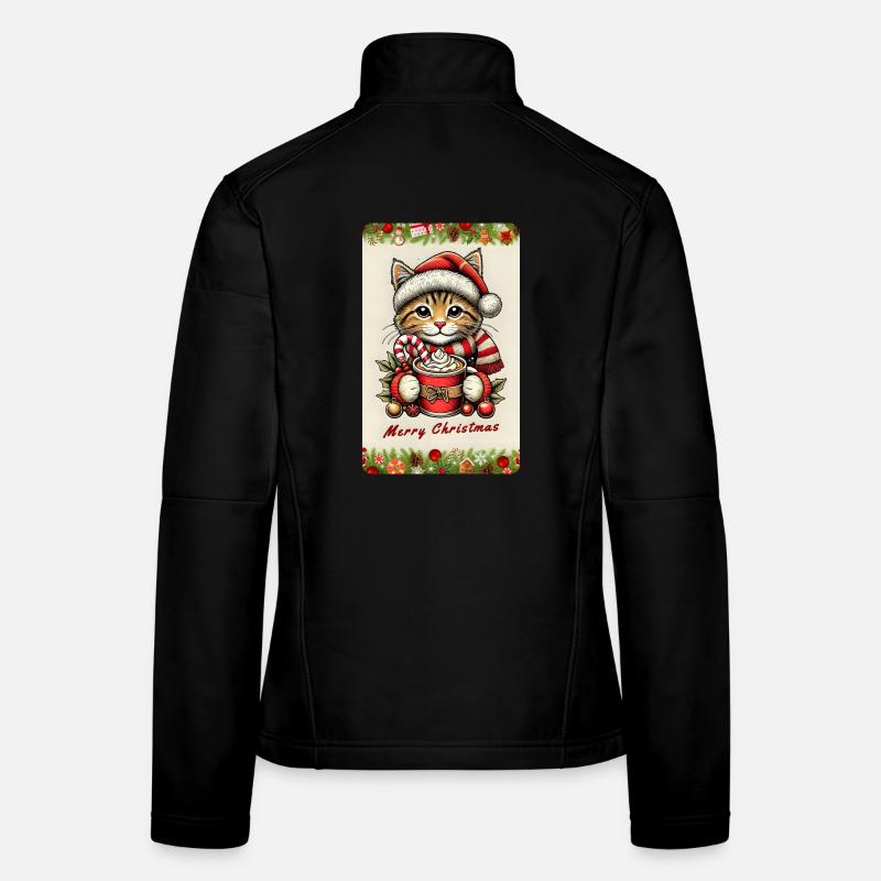 Weihnachtskatze mit heißer Schokolade Frauen Softshelljacke