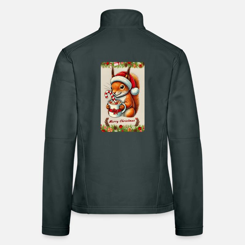 Weihnachts-Eichhörnchen mit heißer Schokolade Frauen Softshelljacke