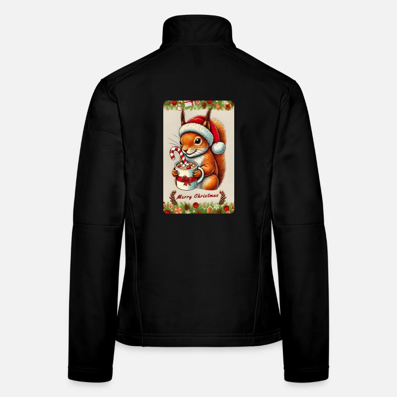 Weihnachts-Eichhörnchen mit heißer Schokolade Frauen Softshelljacke