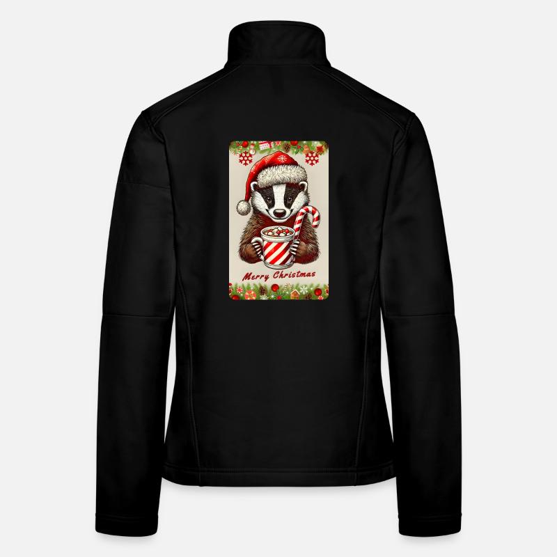 Blaireau de Noël au chocolat chaud Veste en tissu softshell Femme