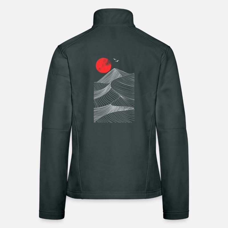 Red Sun Over Mountains Abstract Women's Softshell Jacket