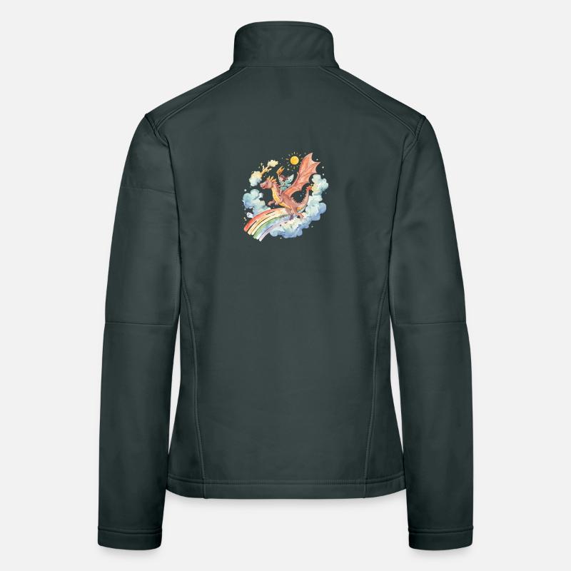 Fille avec dragon et arc-en-ciel Veste en tissu softshell Femme